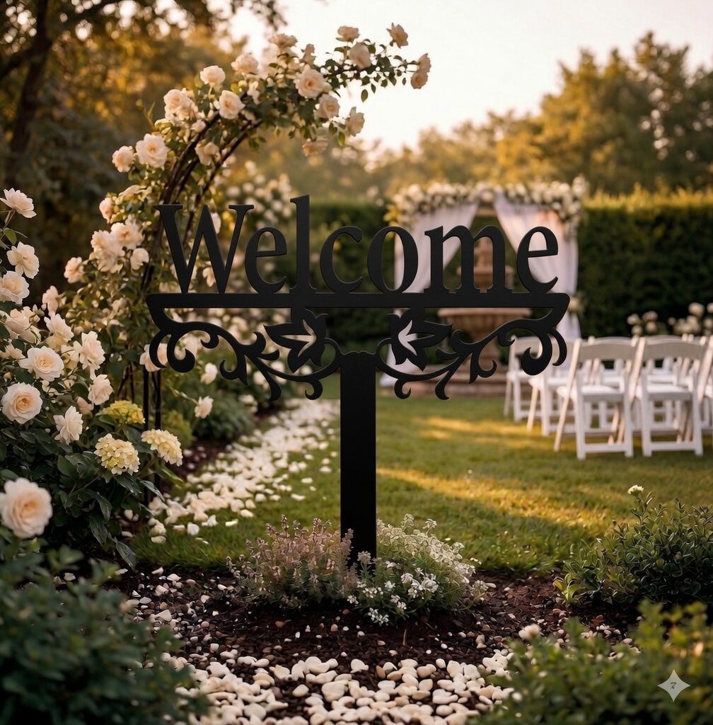 Lewis Design Co Welcome Yard Stake Metal Sign