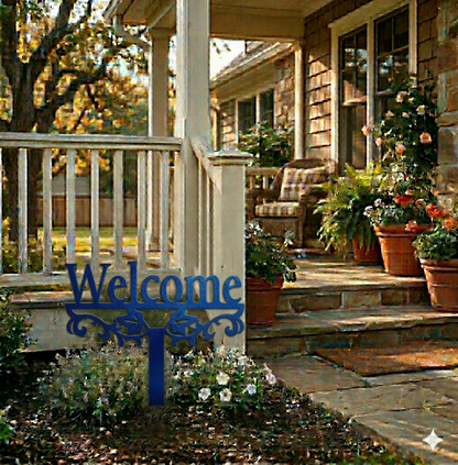 Lewis Design Co Welcome Yard Stake Metal Sign