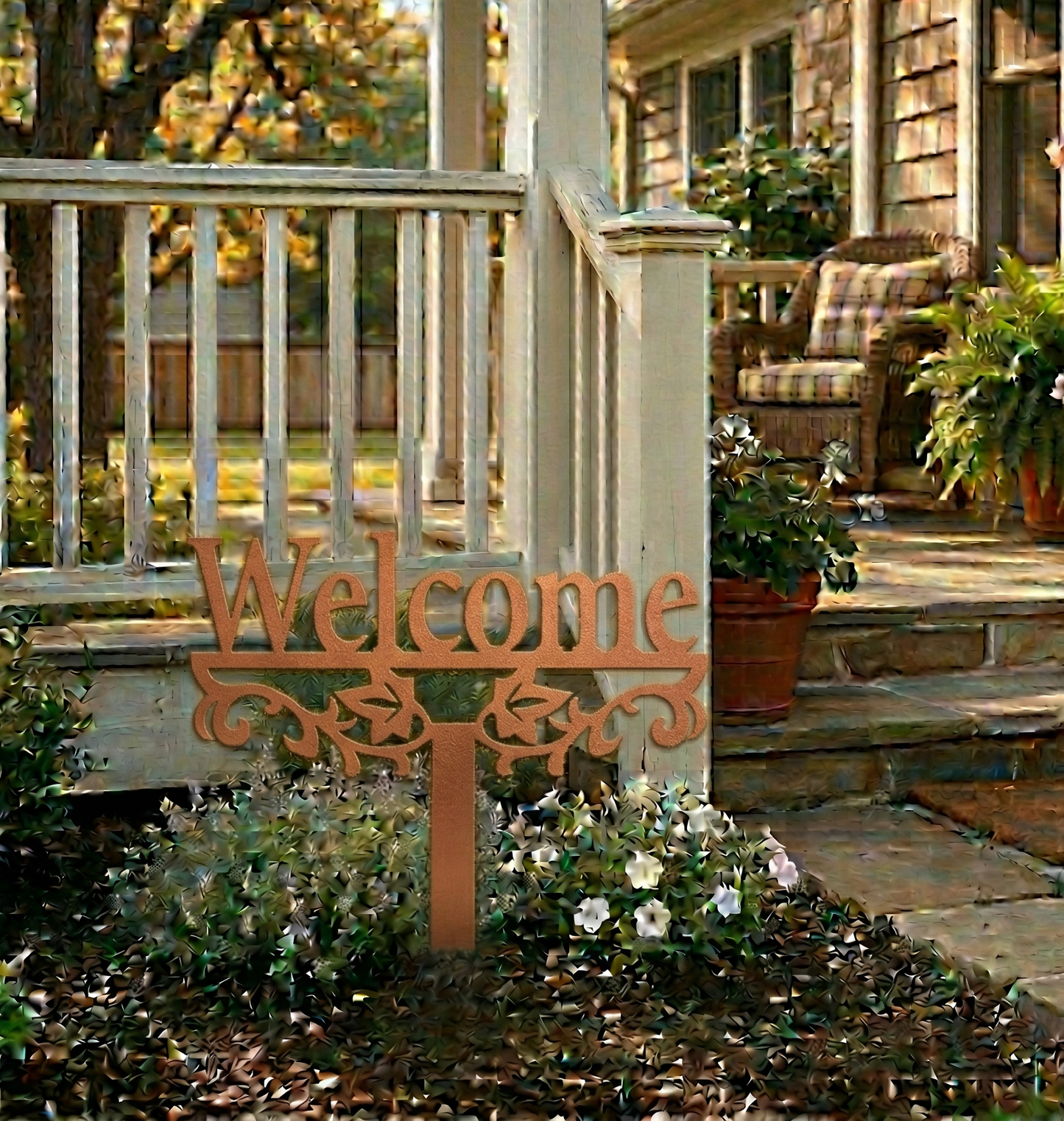 Lewis Design Co Welcome Yard Stake Metal Sign