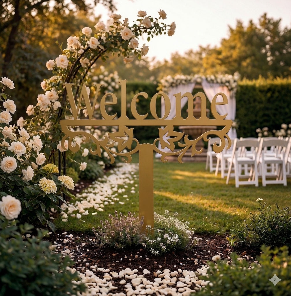 Lewis Design Co Welcome Yard Stake Metal Sign