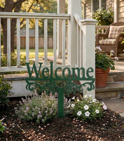 Lewis Design Co Welcome Yard Stake Metal Sign