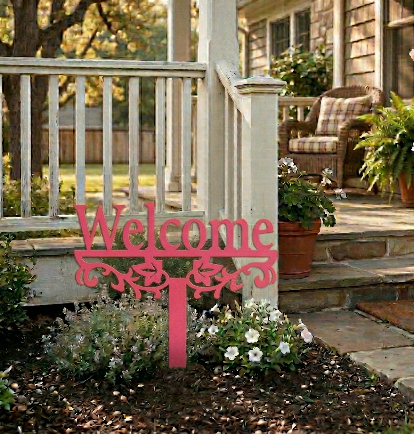 Lewis Design Co Welcome Yard Stake Metal Sign