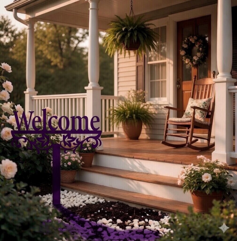 Lewis Design Co Welcome Yard Stake Metal Sign