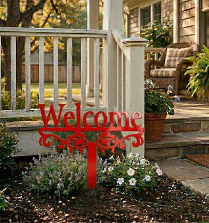 Lewis Design Co Welcome Yard Stake Metal Sign