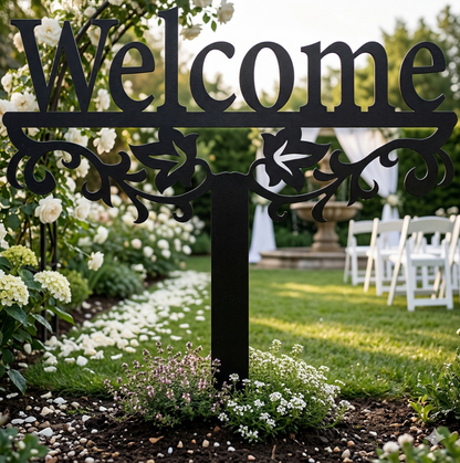 Lewis Design Co Welcome Yard Stake Metal Sign