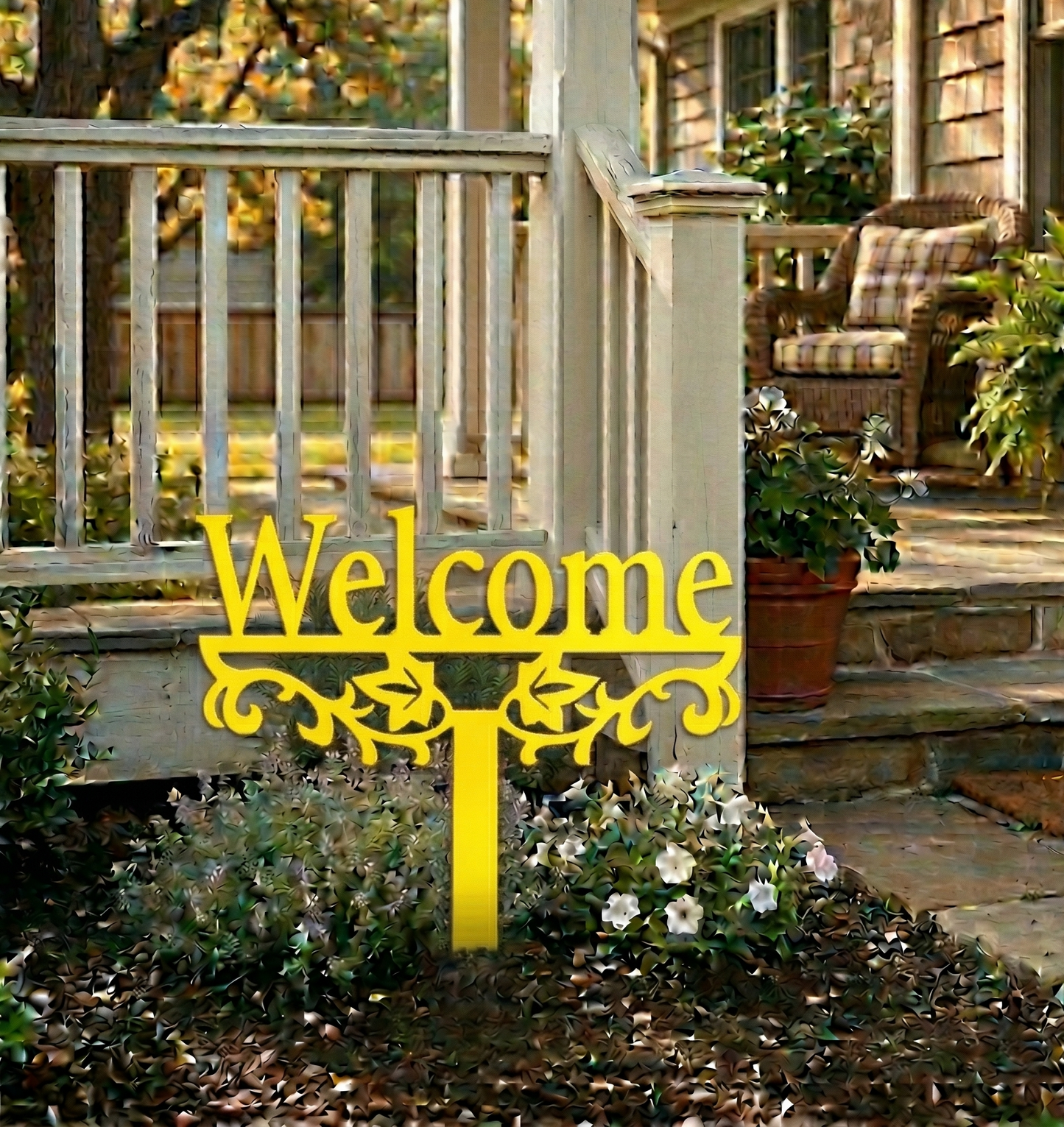 Lewis Design Co Welcome Yard Stake Metal Sign