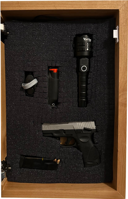 Bellewood Designs - Wooden Secure Gun Safe Welcome to our Home Wall Decor (Jacobean)