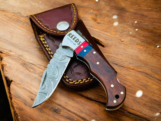 Damascus Knife Store 3-Inches Pocket Knife – Damascus Folding Blade with Pakka Wood Handle