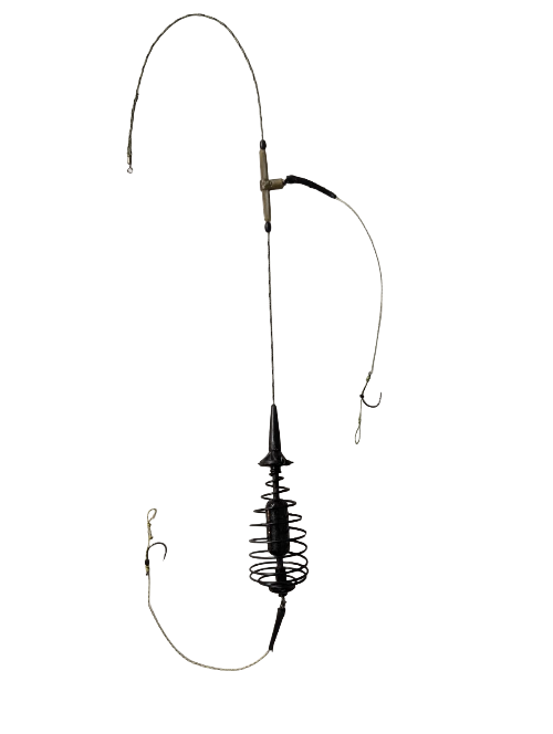 HungryFish 2 Pack Fishing Spring Feeder Baits Cage with 2 Hooks, Cage Hook Rigs Set with Sinker