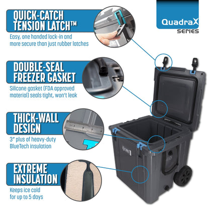 Cubix Outdoors 46 Quart Rotomolded Cooler With Wheels - QuadraX