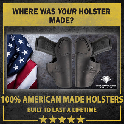 Relentless Tactical The Defender Leather IWB Holster - Fits Ruger LCP, LCP2, Sig P238, P290, S&W Bodyguard .380 and Most .380's - Lifetime Warranty - Made in USA