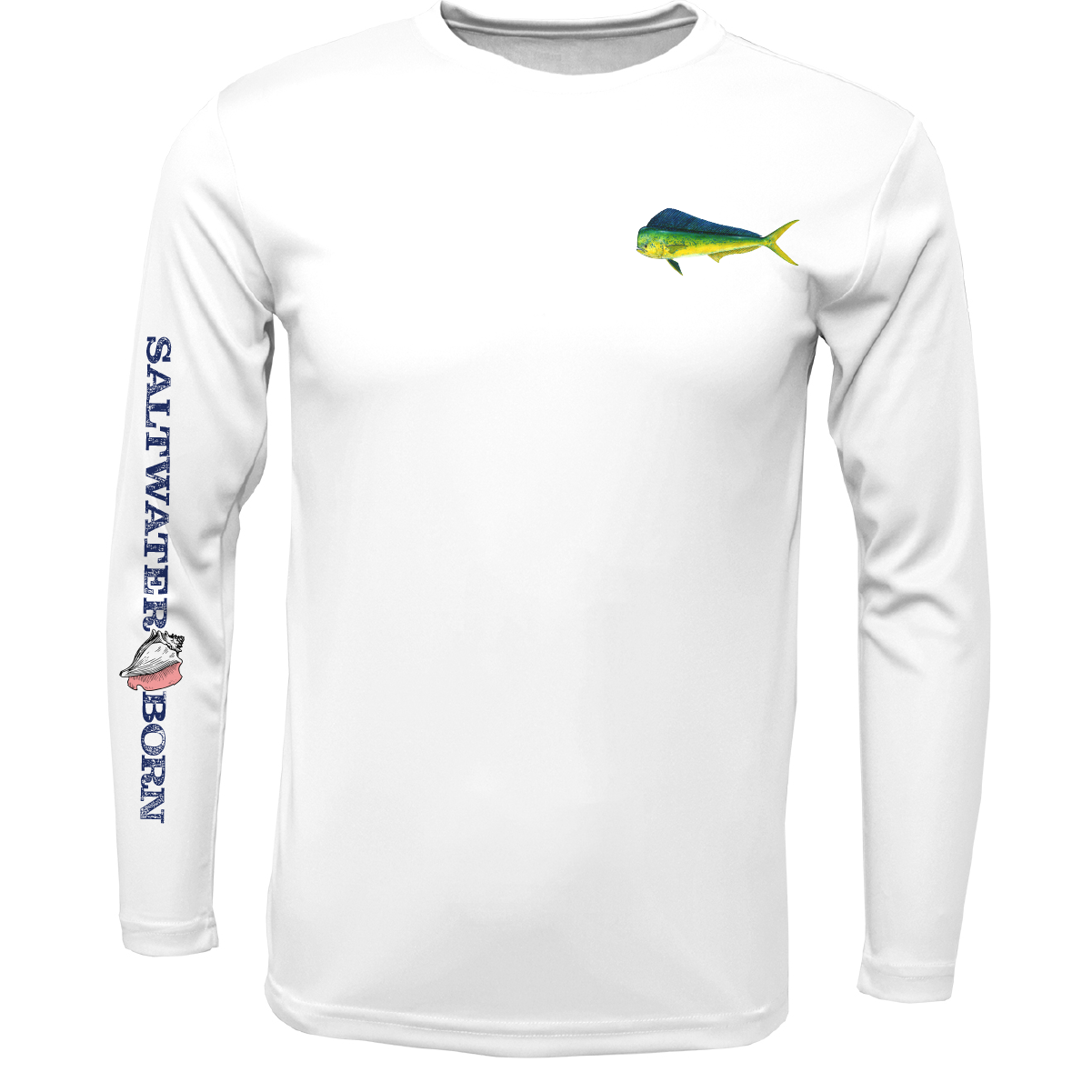 Saltwater Born Key West, FL Mahi on Chest Long Sleeve UPF 50+ Dry-Fit Shirt