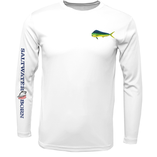 Saltwater Born Key West, FL Mahi on Chest Long Sleeve UPF 50+ Dry-Fit Shirt