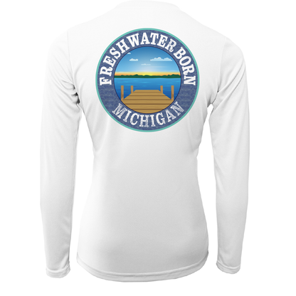 Saltwater Born Michigan "Freshwater Heals Everything" Women's Long Sleeve UPF 50+ Dry-Fit Shirt