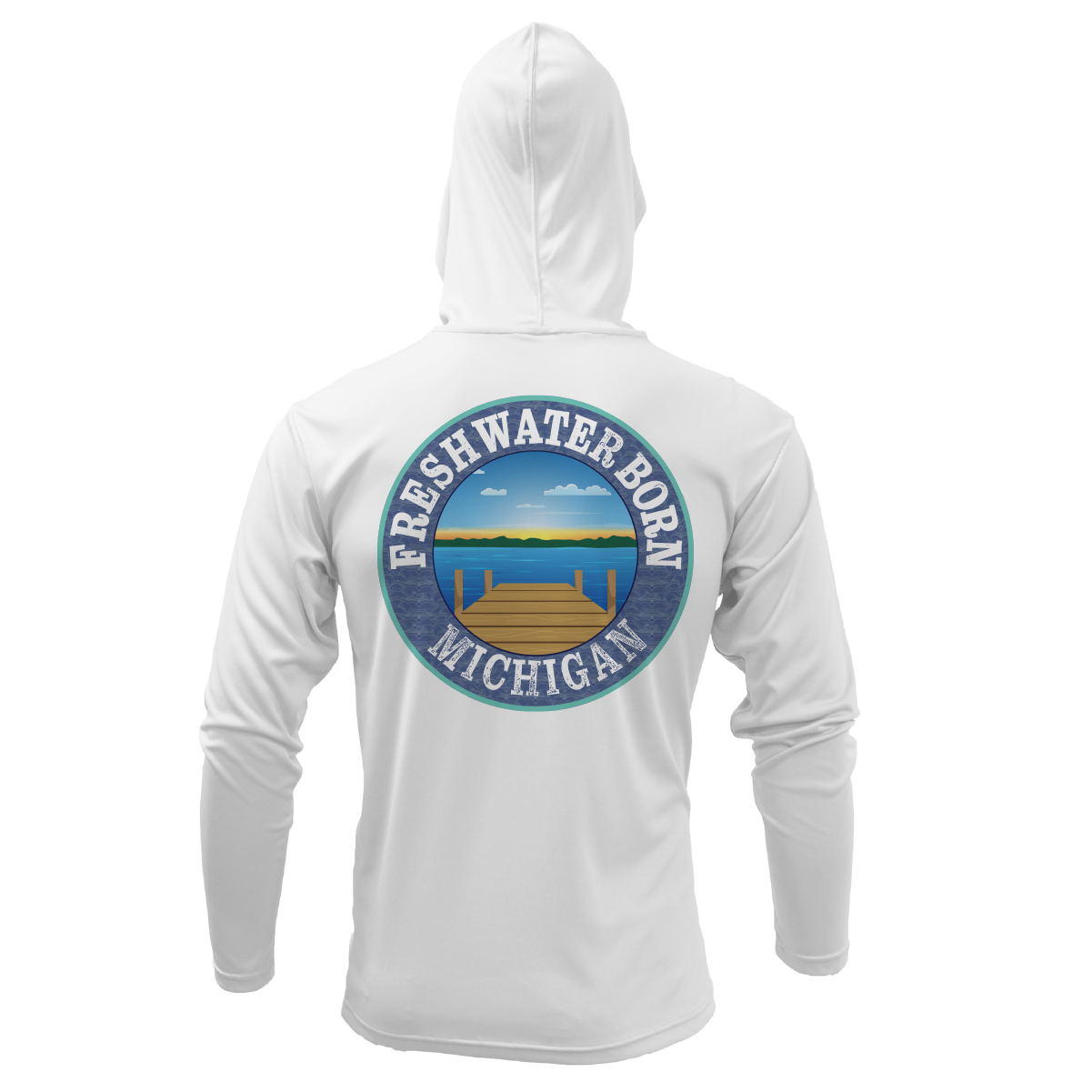 Saltwater Born Michigan Freshwater Born SUP Flag Women's Long Sleeve UPF 50+ Dry-Fit Hoodie