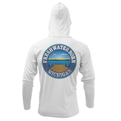 Saltwater Born Michigan Freshwater Born SUP Flag Women's Long Sleeve UPF 50+ Dry-Fit Hoodie