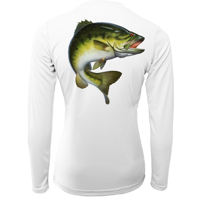 Saltwater Born Texas Freshwater Born Largemouth Bass Women's Long Sleeve UPF 50+ Dry-Fit Shirt