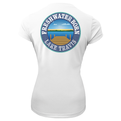 Saltwater Born Lake Travis Freshwater Born SUP Flag Women's Short Sleeve UPF 50+ Dry-Fit Shirt