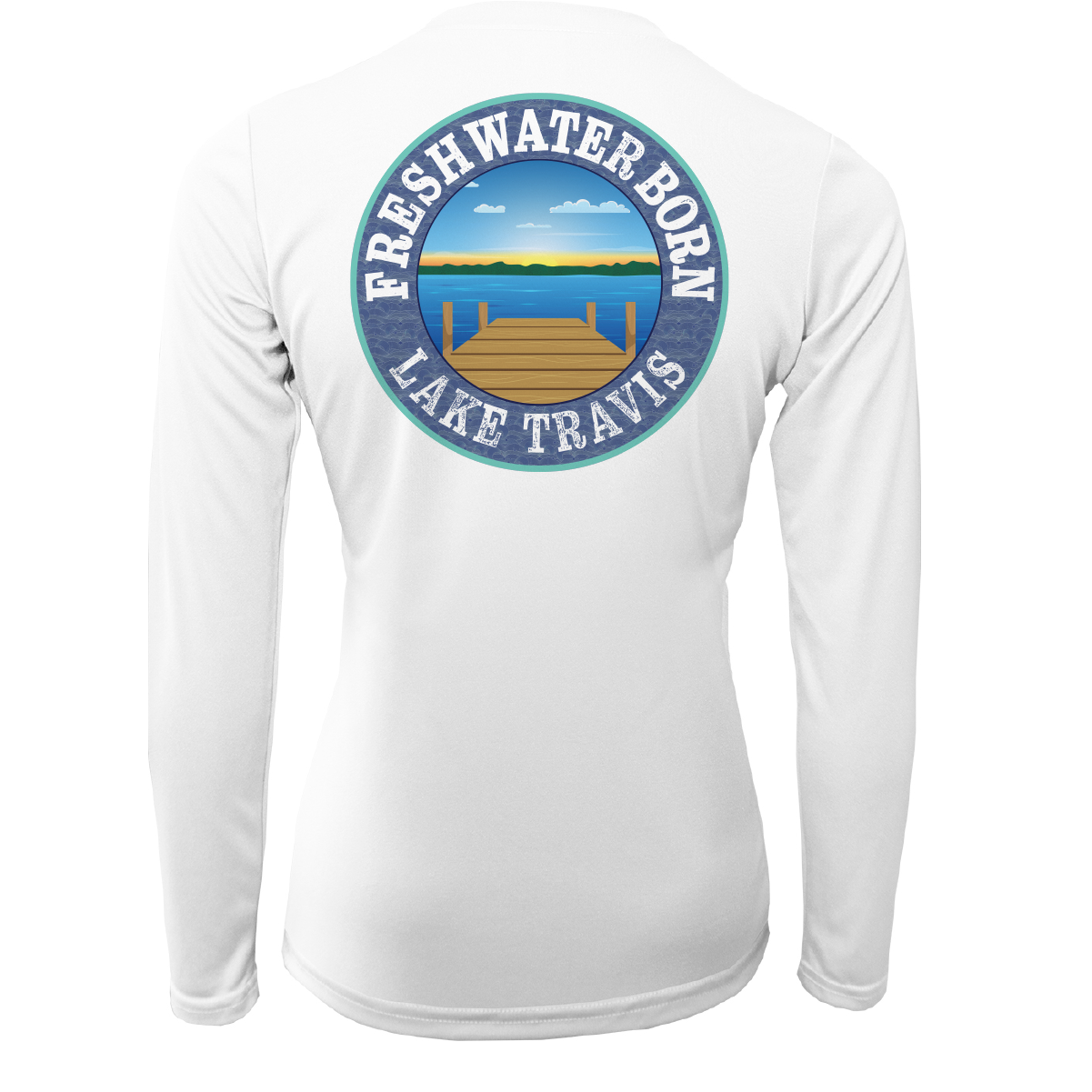 Saltwater Born Lake Travis Freshwater Born Texas Flag Women's Long Sleeve UPF 50+ Dry-Fit Shirt