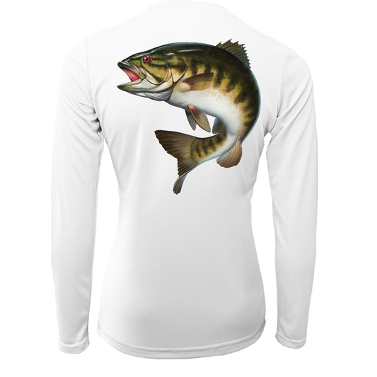 Saltwater Born Michigan Freshwater Born Smallmouth Bass Women's Long Sleeve UPF 50+ Dry-Fit Shirt