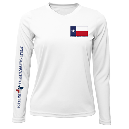 Saltwater Born Lake Travis Freshwater Born Texas Flag Women's Long Sleeve UPF 50+ Dry-Fit Shirt