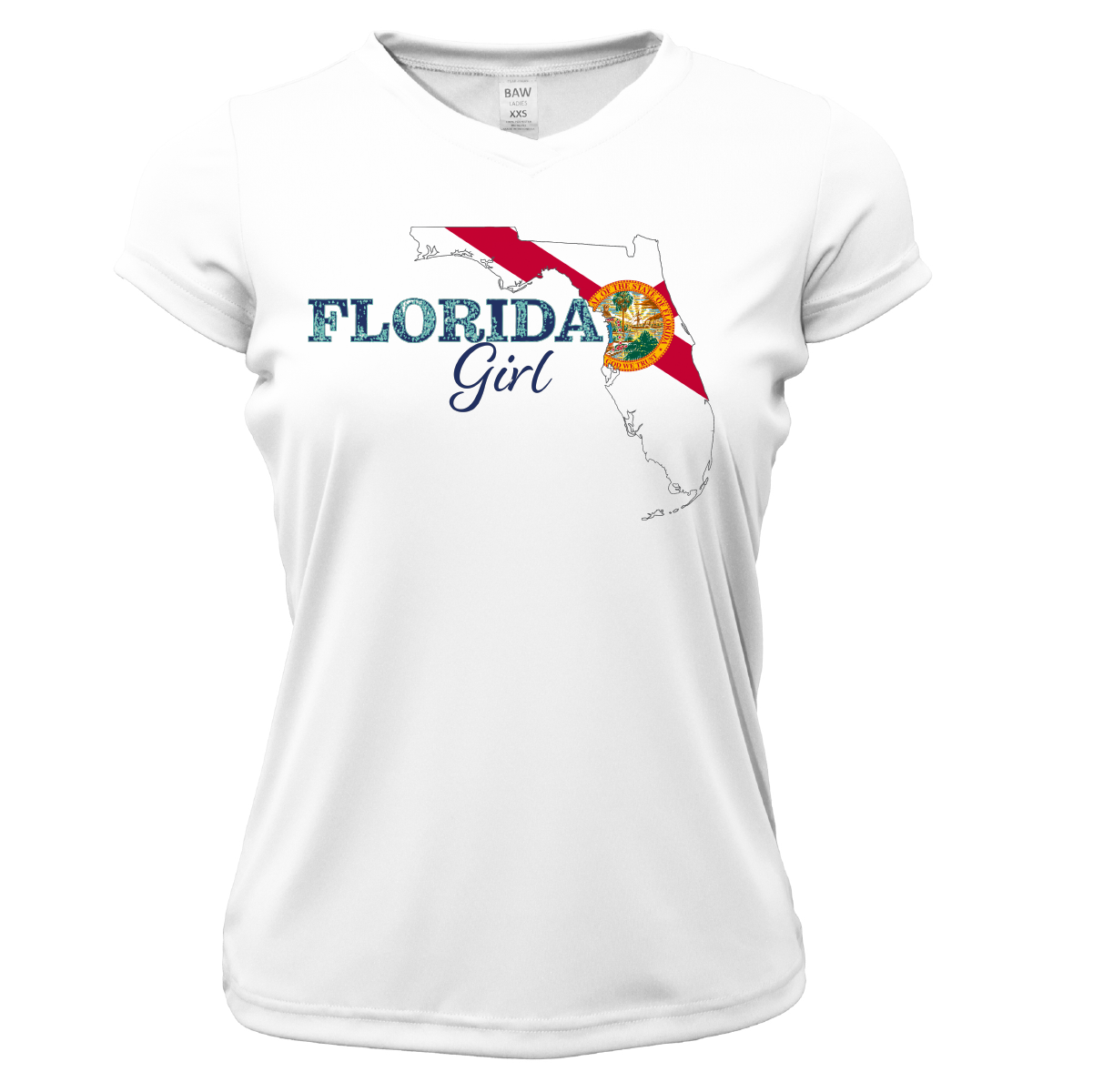 Saltwater Born Tarpon Springs Florida Girl Women's Short Sleeve UPF 50+ Dry-Fit Shirt