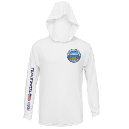 Saltwater Born Michigan Freshwater Born Perch Men's Long Sleeve UPF 50+ Dry-Fit Hoodie