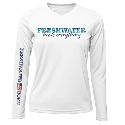 Saltwater Born Texas "Freshwater Heals Everything" Women's Long Sleeve UPF 50+ Dry-Fit Shirt