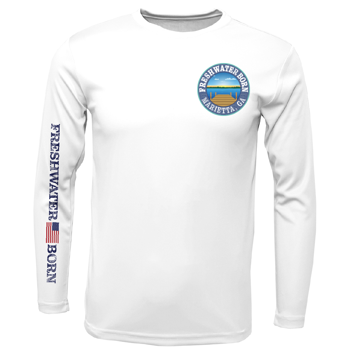 Saltwater Born Marietta, GA Freshwater Born Largemouth Bass Men's Long Sleeve UPF 50+ Dry-Fit Shirt