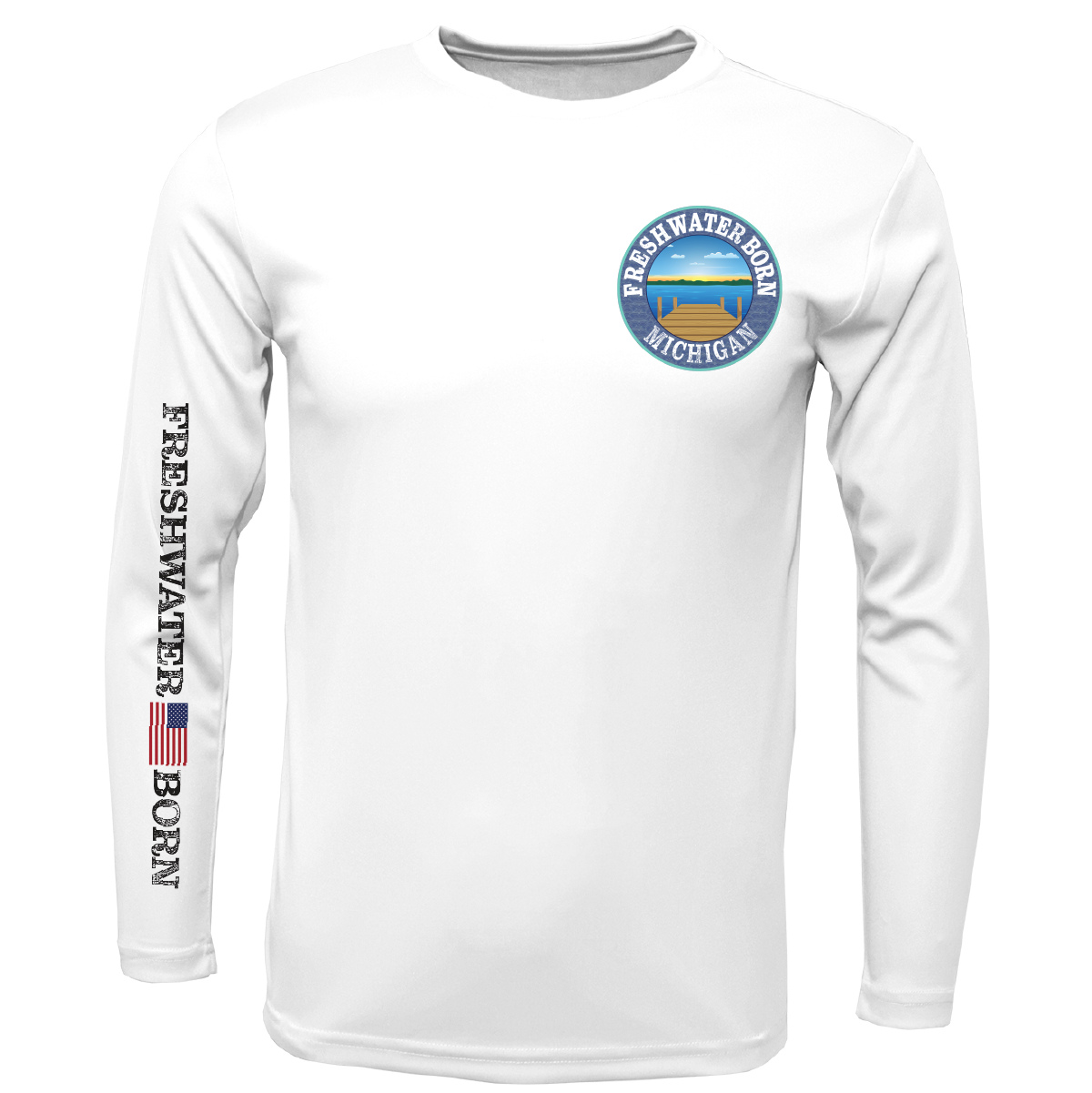Saltwater Born Michigan Freshwater Born "Surrender The Booty" Men's Long Sleeve UPF 50+ Dry-Fit Shirt