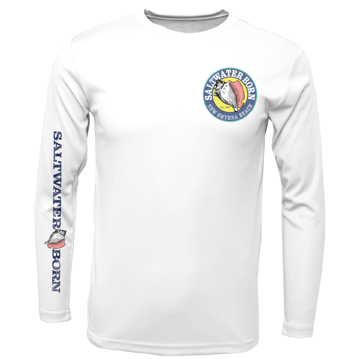 Saltwater Born New Smyrna Beach, FL Logo Men's Long Sleeve UPF 50+ Dry-Fit Shirt