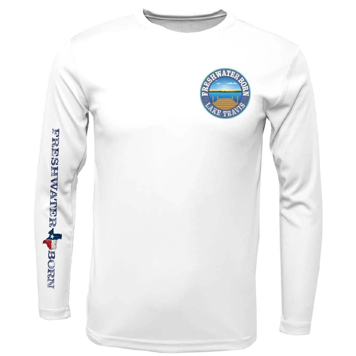 Saltwater Born Lake Travis Freshwater Born State of Texas Men's Long Sleeve UPF 50+ Dry-Fit Shirt