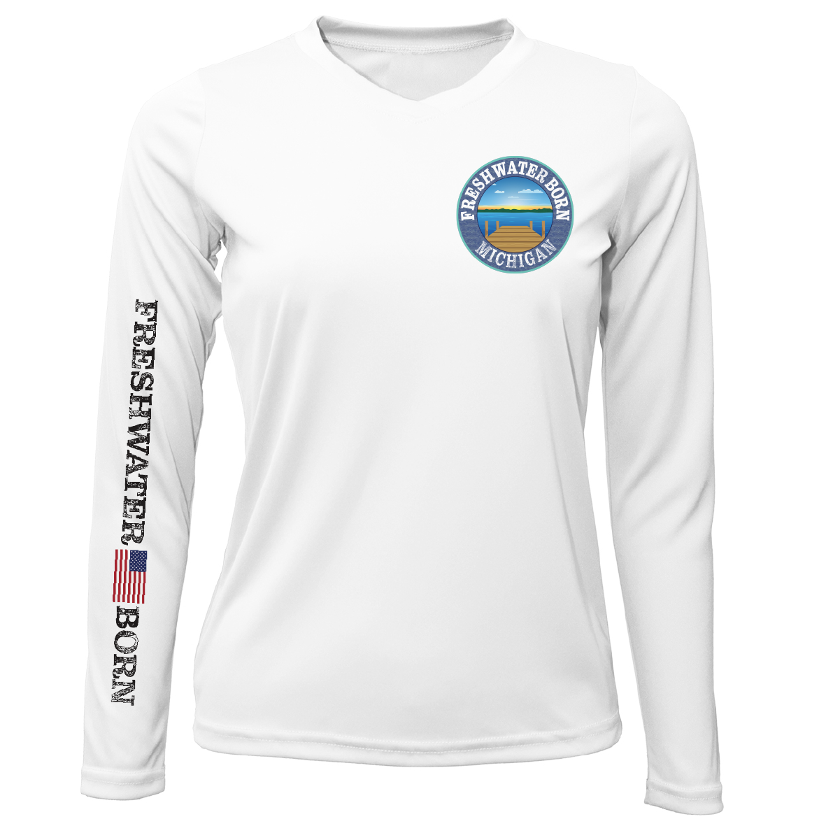 Saltwater Born Michigan Freshwater Born "Surrender The Booty" Women's Long Sleeve UPF 50+ Dry-Fit Shirt