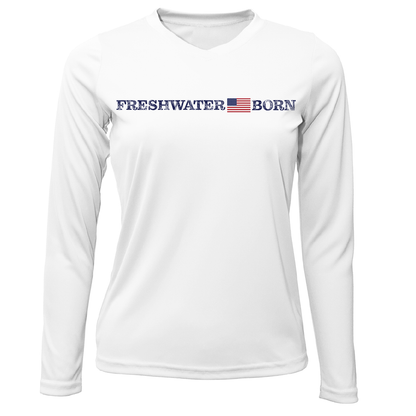 Saltwater Born Michigan Freshwater Born Linear Logo Women's Long Sleeve UPF 50+ Dry-Fit Shirt