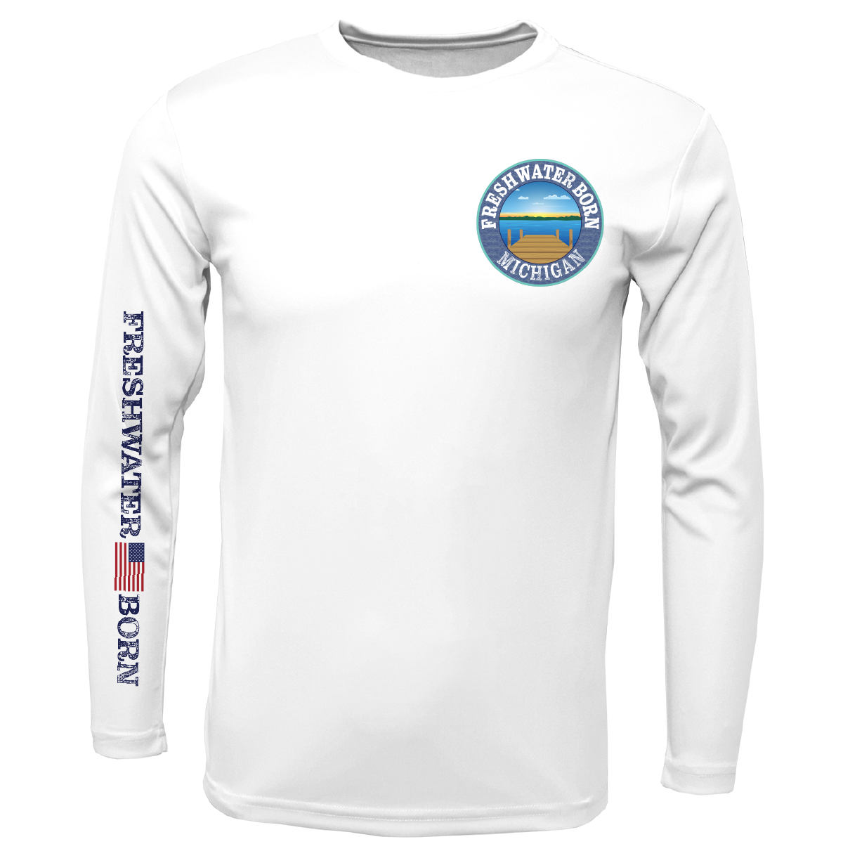 Saltwater Born Michigan Freshwater Born "All For Rum and Rum For All" Men's Long Sleeve UPF 50+ Dry-Fit Shirt