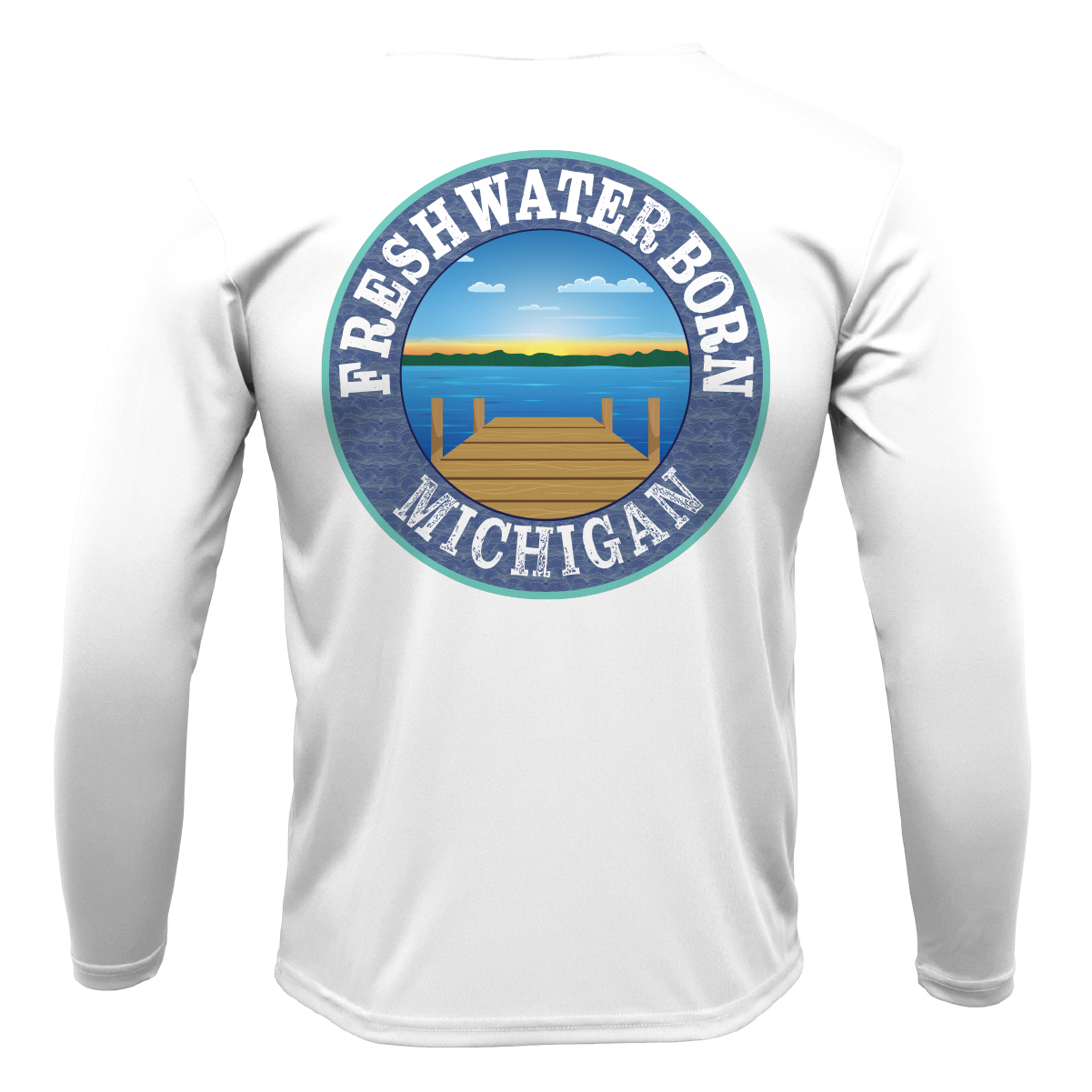 Saltwater Born Michigan USA Freshwater Born Men's Long Sleeve UPF 50+ Dry-Fit Shirt