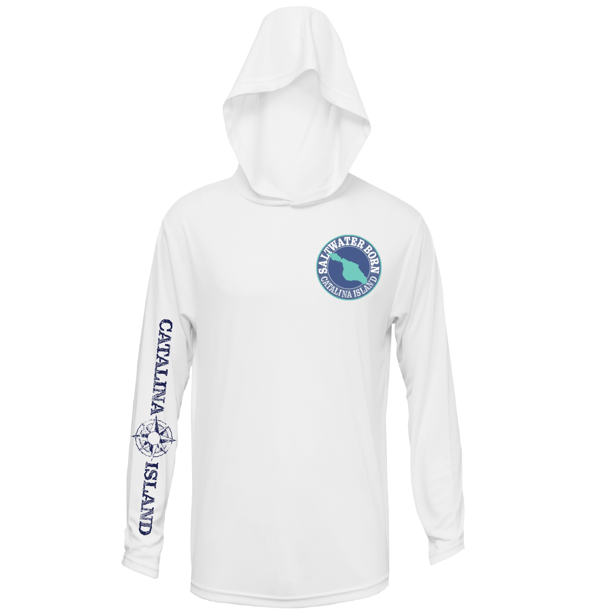 Saltwater Born Catalina Island, CA Blue Marlin Boy's Long Sleeve UPF 50+ Dry-Fit Hoodie