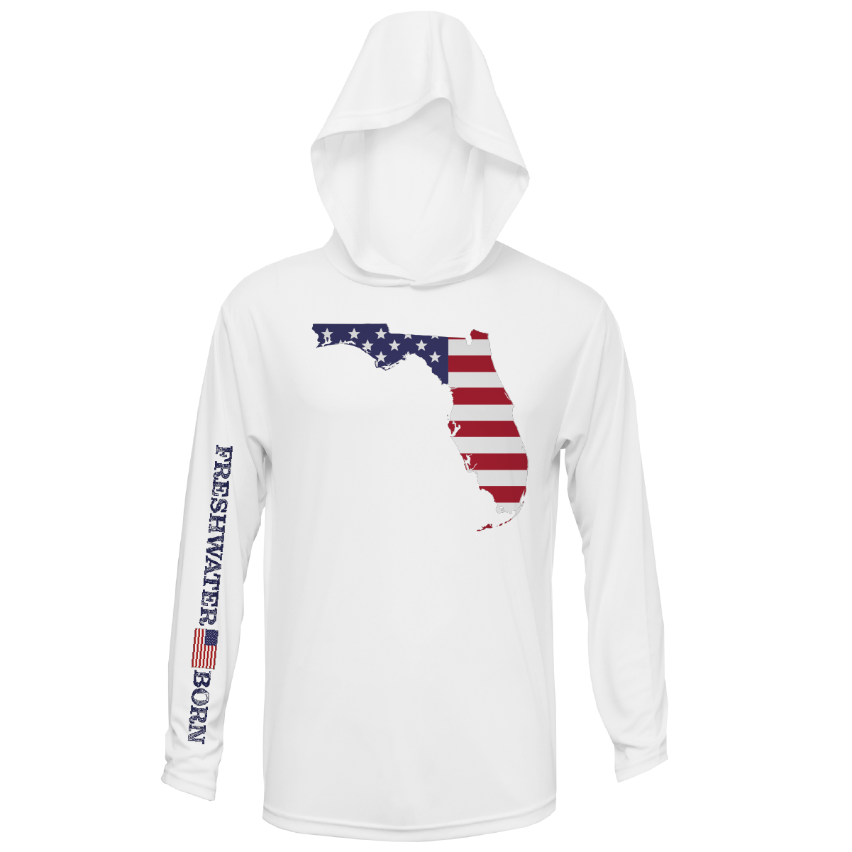 Saltwater Born State of Florida USA Freshwater Born Men's Long Sleeve UPF 50+ Dry-Fit Hoodie