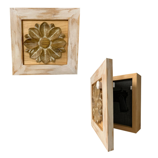 Bellewood Designs - Distressed Flower Concealed Gun Cabinet Wall Decor (White)