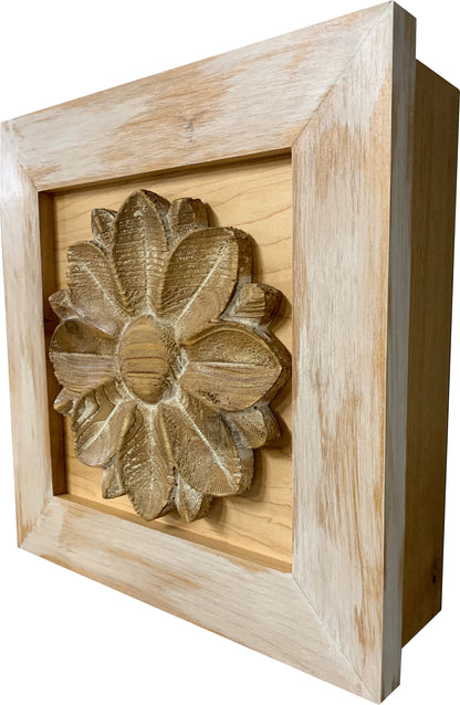 Bellewood Designs - Distressed Flower Concealed Gun Cabinet Wall Decor (White)