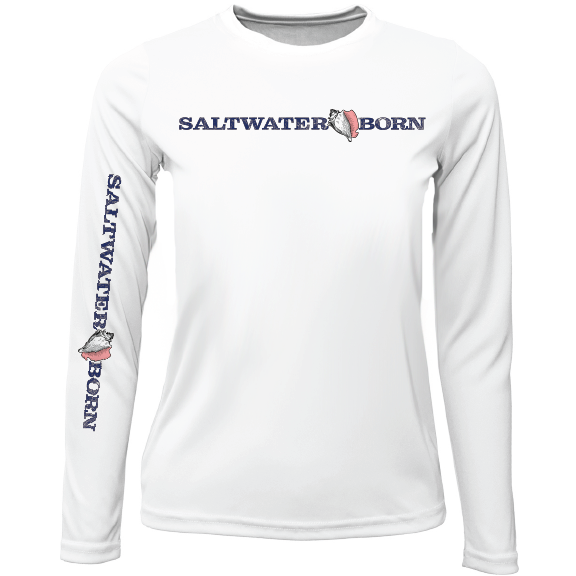 Saltwater Born Key West, FL Saltwater Born Linear Logo Girl's Long Sleeve UPF 50+ Dry-Fit Shirt