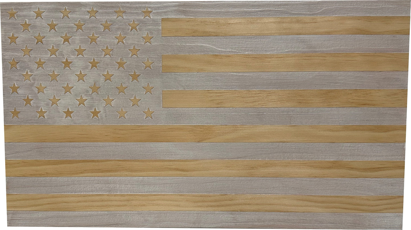Bellewood Designs - American Flag Decorative & Secure Wall-Mounted Gun Cabinet (Whitewashed)