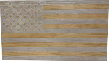 Bellewood Designs - American Flag Decorative & Secure Wall-Mounted Gun Cabinet (Whitewashed)