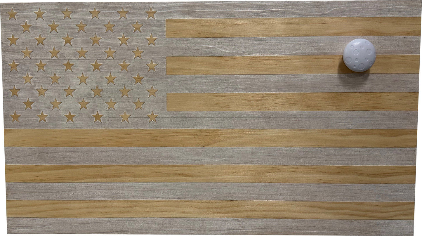 Bellewood Designs - American Flag Decorative & Secure Wall-Mounted Gun Cabinet (Whitewashed)
