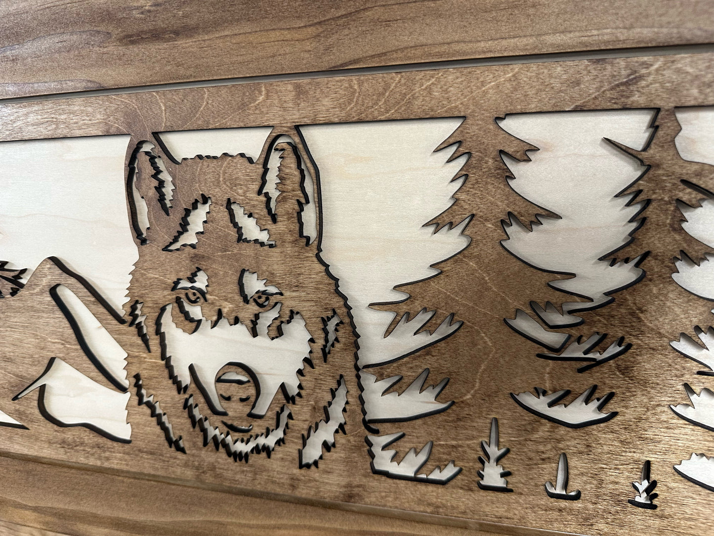 Bellewood Designs - Wolf in the Wild Hidden Gun Storage - Coat Rack Concealment Shelf with Hooks for Coats, Bags, & Hats - Quick Access Hidden Gun Shelf - Secure Magnetic Lock
