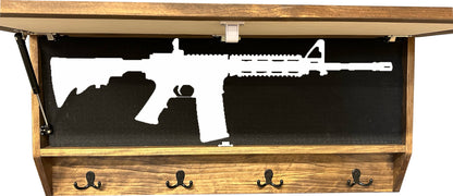 Bellewood Designs - Wolf in the Wild Hidden Gun Storage - Coat Rack Concealment Shelf with Hooks for Coats, Bags, & Hats - Quick Access Hidden Gun Shelf - Secure Magnetic Lock