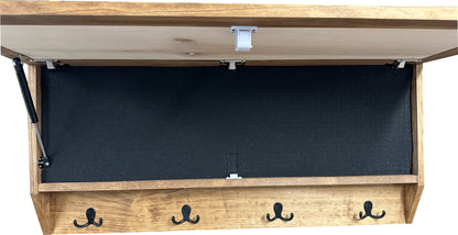 Bellewood Designs - Wolf in the Wild Hidden Gun Storage - Coat Rack Concealment Shelf with Hooks for Coats, Bags, & Hats - Quick Access Hidden Gun Shelf - Secure Magnetic Lock