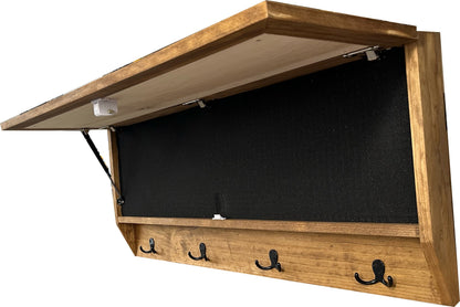 Bellewood Designs - Wolf in the Wild Hidden Gun Storage - Coat Rack Concealment Shelf with Hooks for Coats, Bags, & Hats - Quick Access Hidden Gun Shelf - Secure Magnetic Lock