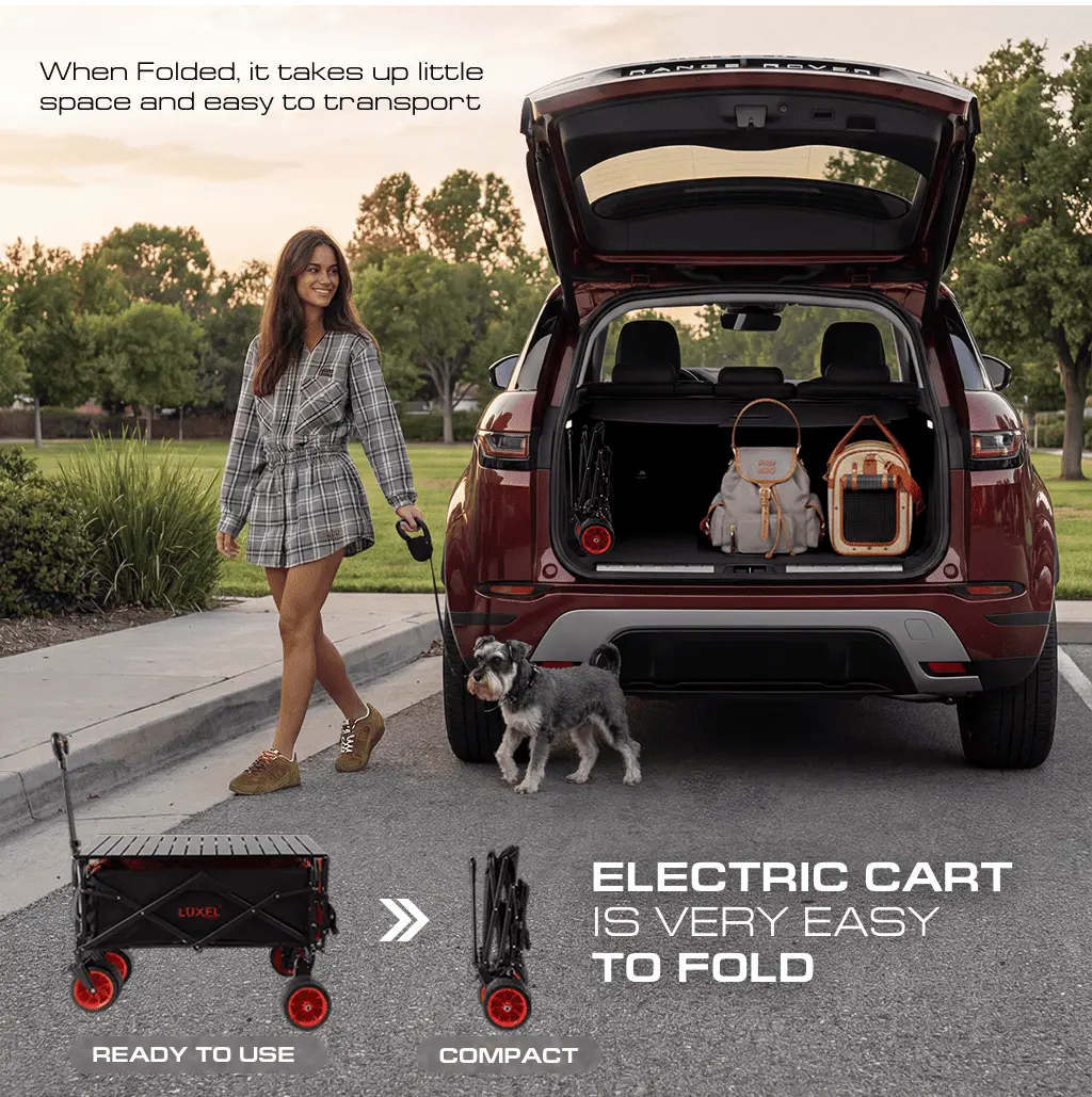 Luxel Carts Electric Folding Wagon with Tank Wheels – LUXEL CEC-2BR