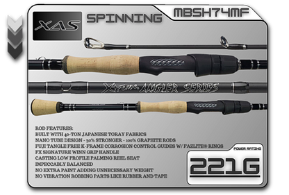 FX Custom Rods XAS 7'4" Medium Fast Cork Spinning Rod